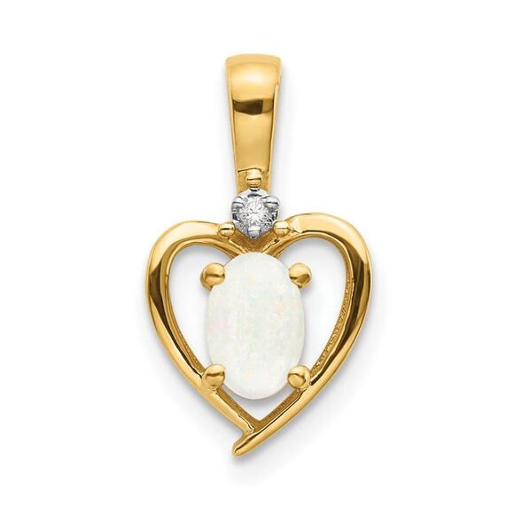 10K Yellow Gold Diamond & Opal Pendant